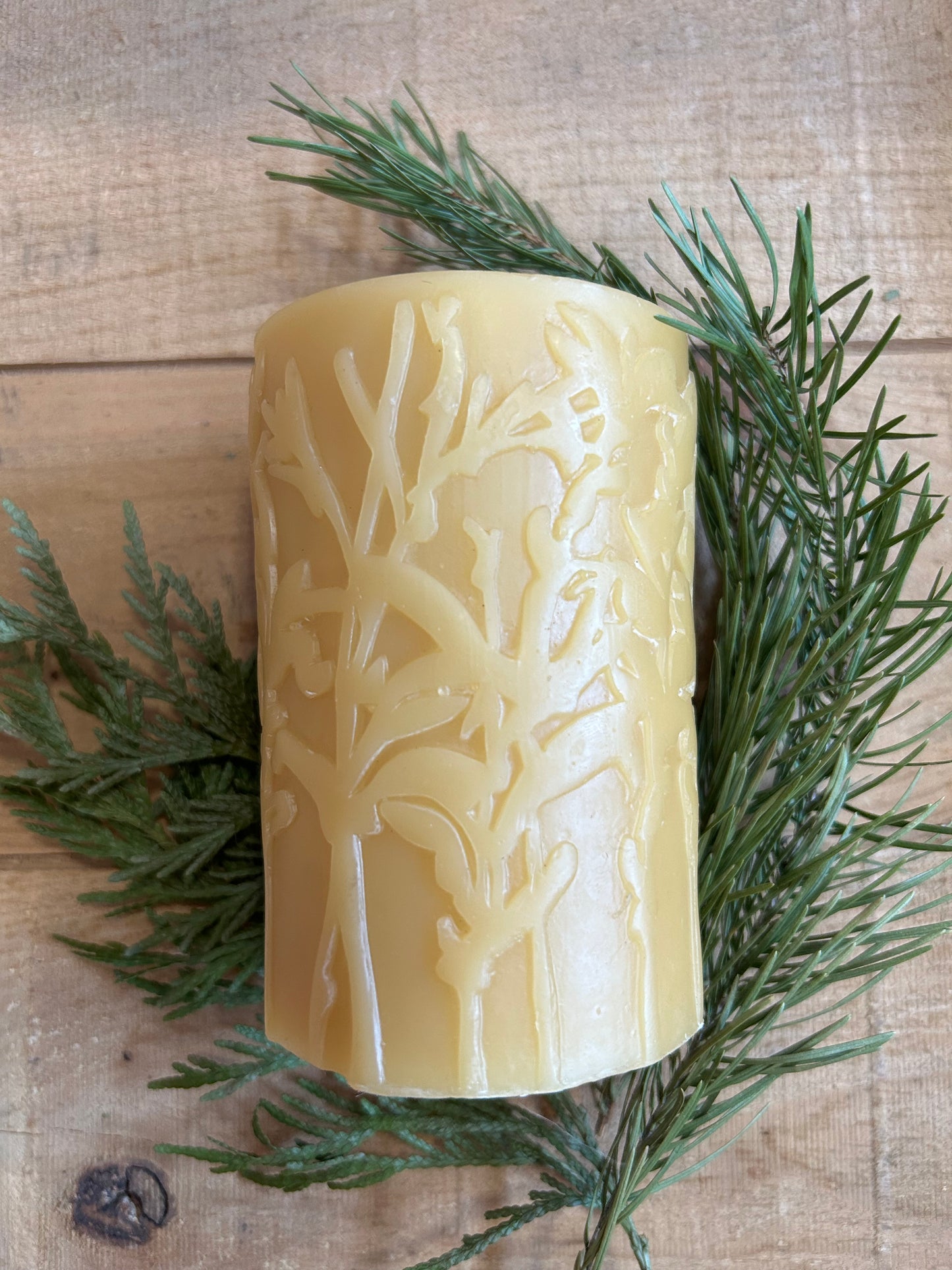 Botanical Pillar Beeswax Candle