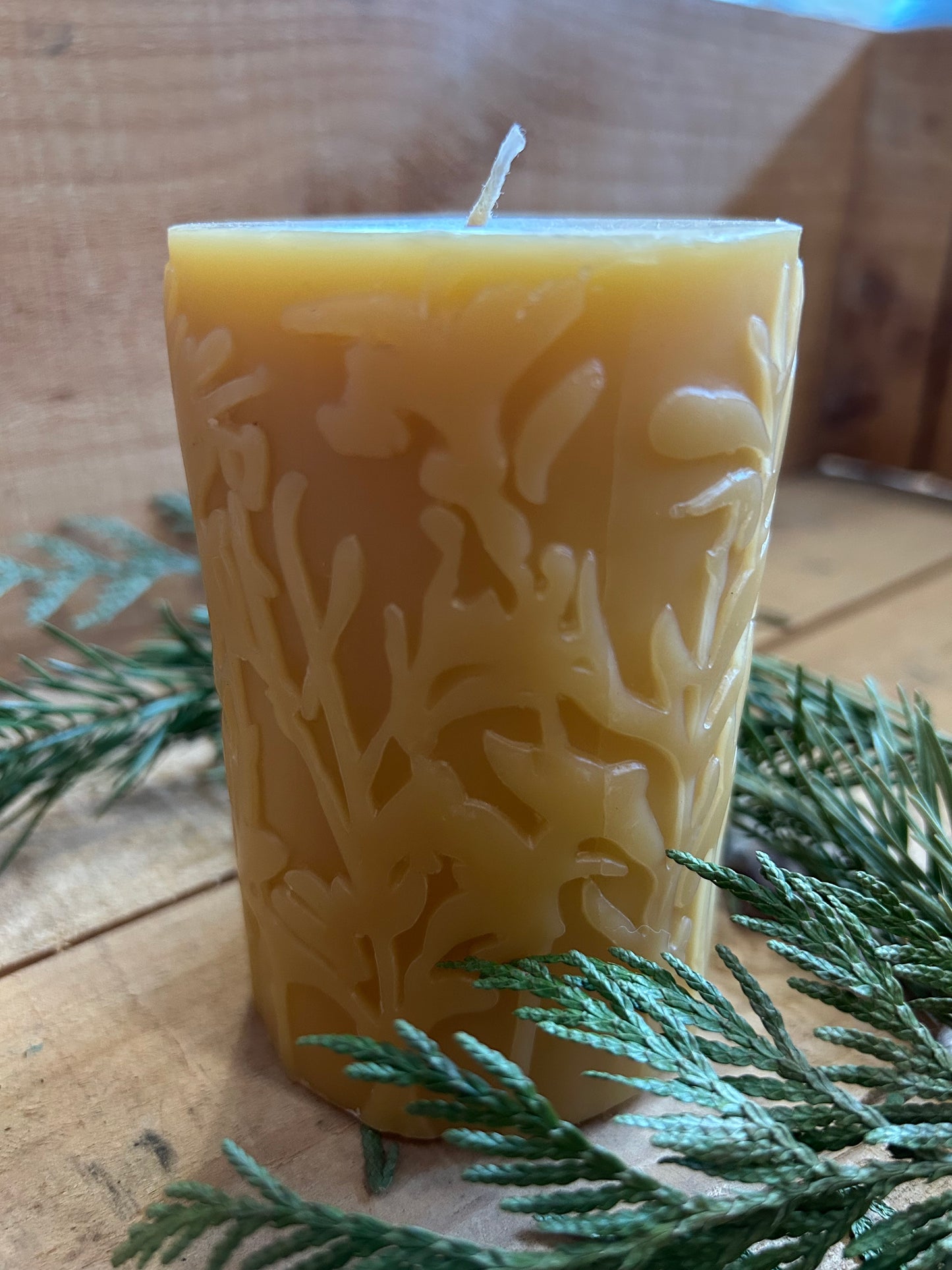 Botanical Pillar Beeswax Candle